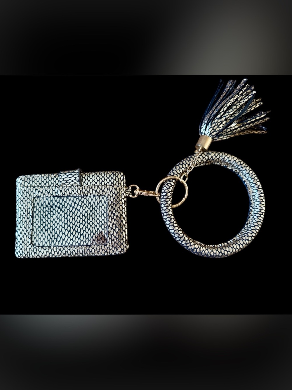 🖤✨ Never Used Gold & Black Snakeskin Wristlet Card Holder